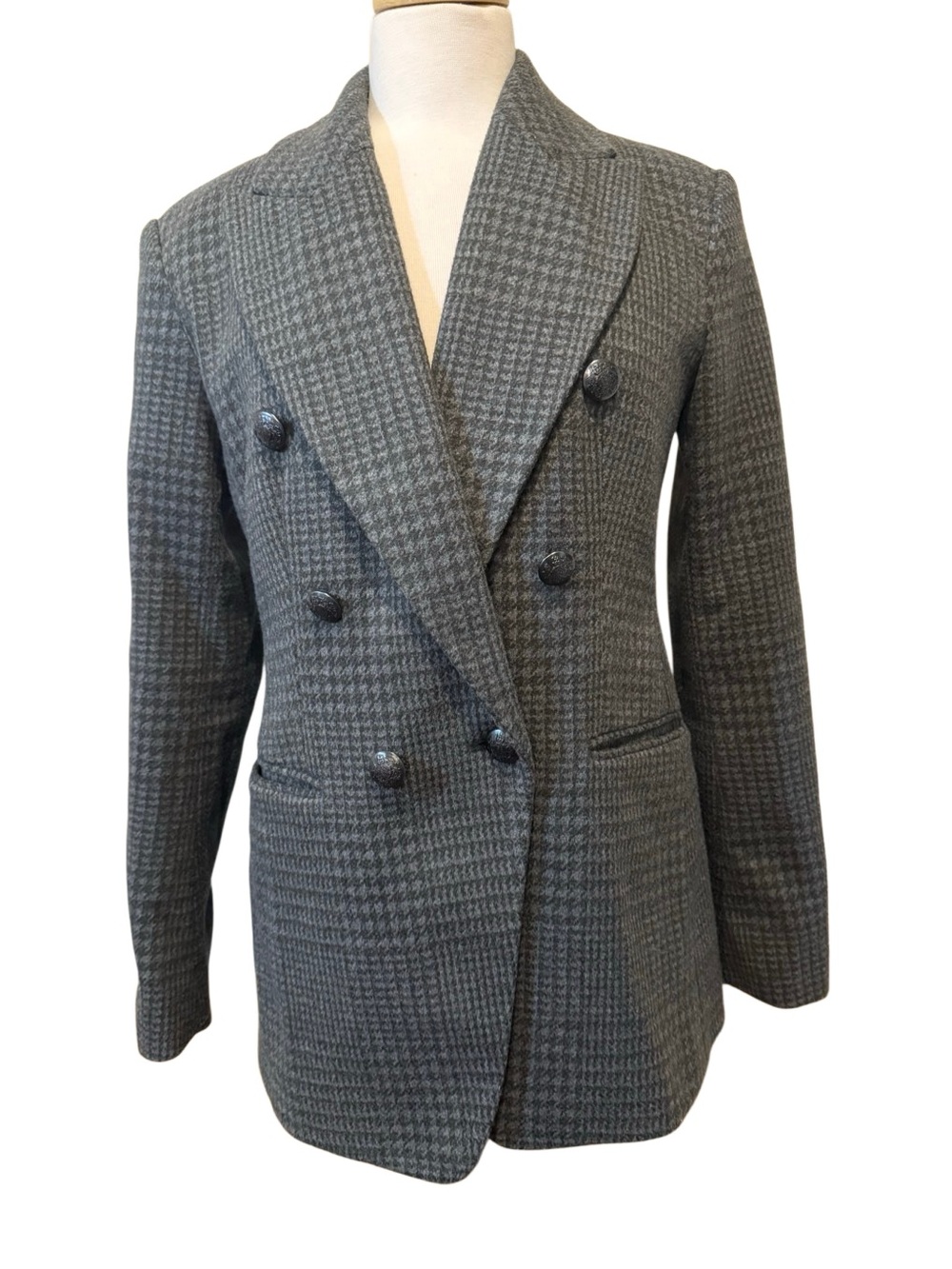 Banana Republic Women Sz 6 Gray Glen Houndstooth Plaid Icon Blazer $200 803502 - Picture 3 of 11